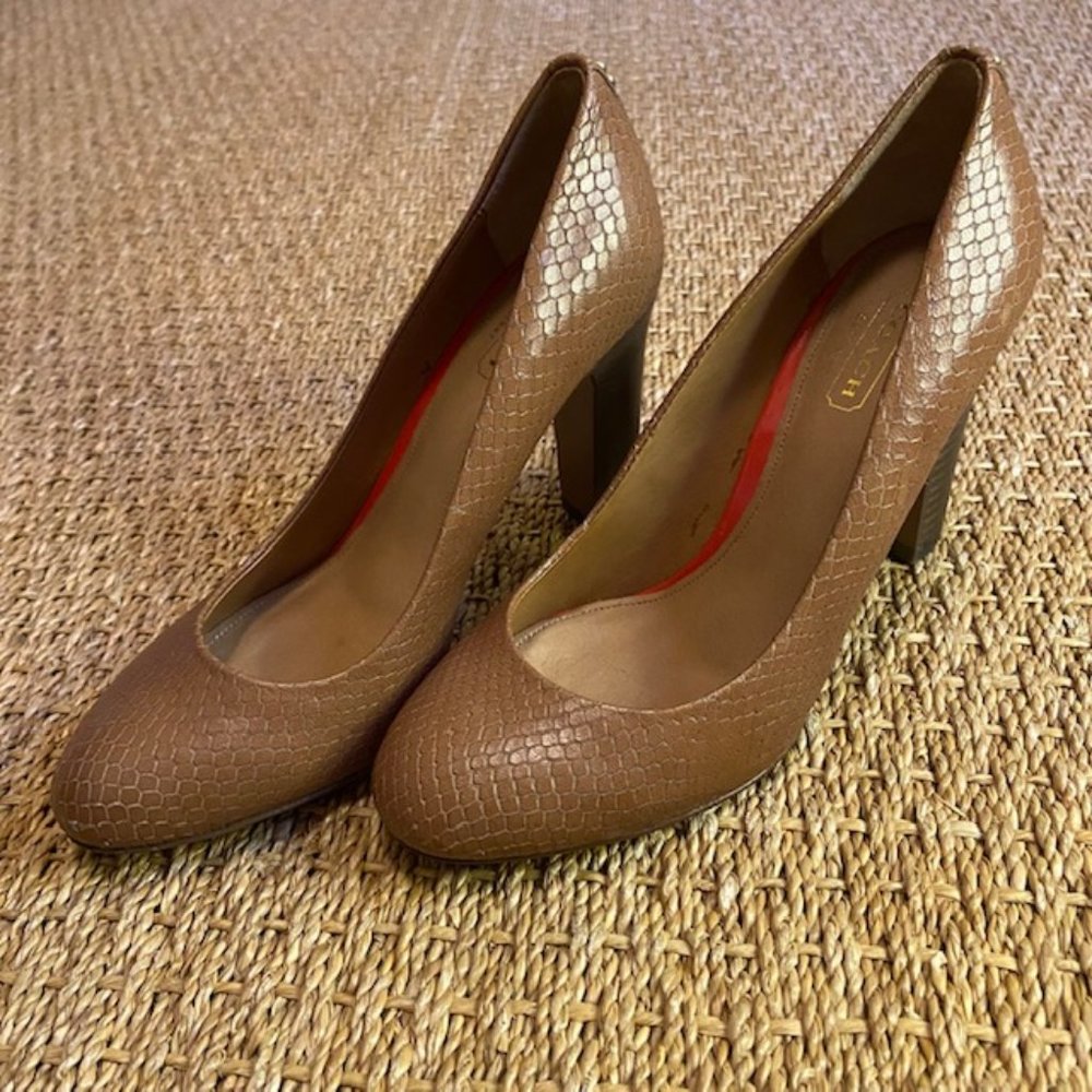 Coach Snake Print Heels in Cognac size 6.5